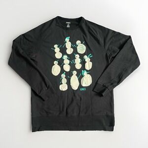 Rags to Raches Women's Snowman Crewneck Sweatshirt Long Sleeve Black XL